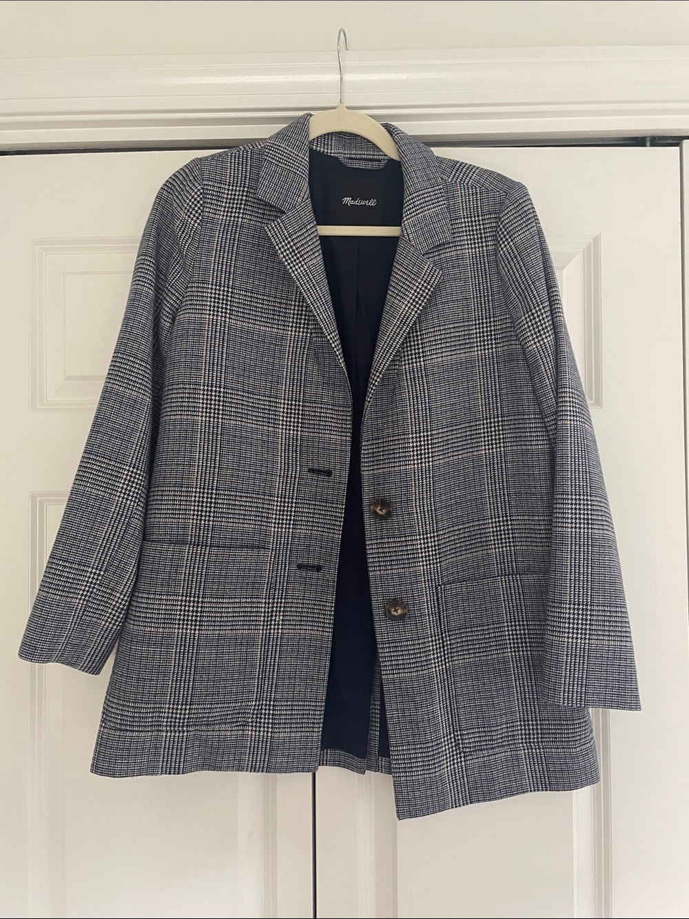 Madewell Gray Plaid Single-Breasted Blazer